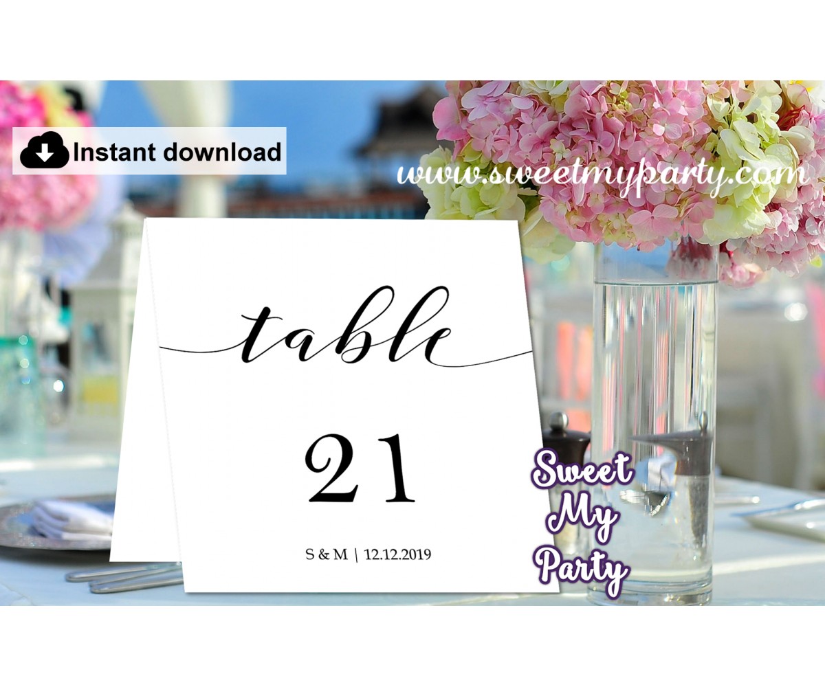 Modern Calligrapy Table Numbers printable,Calligraphy table Numbers template, (47)